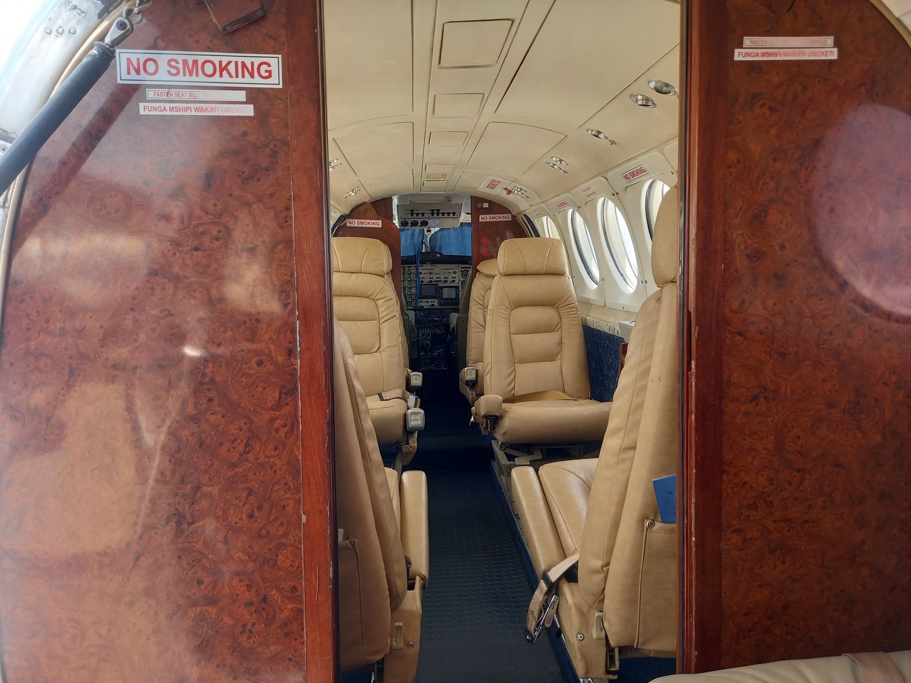 Executive cabin interior aboard a Westwind Aviation aircraft